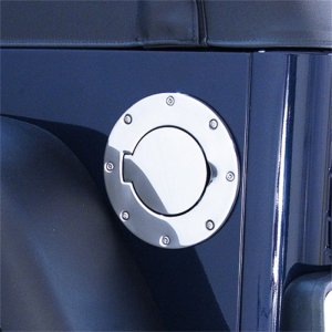 Jeep Wrangler TJ Fuel Tank Cap Door - Rugged Ridge - Non-Locking - Stainless Steel - `97-`06